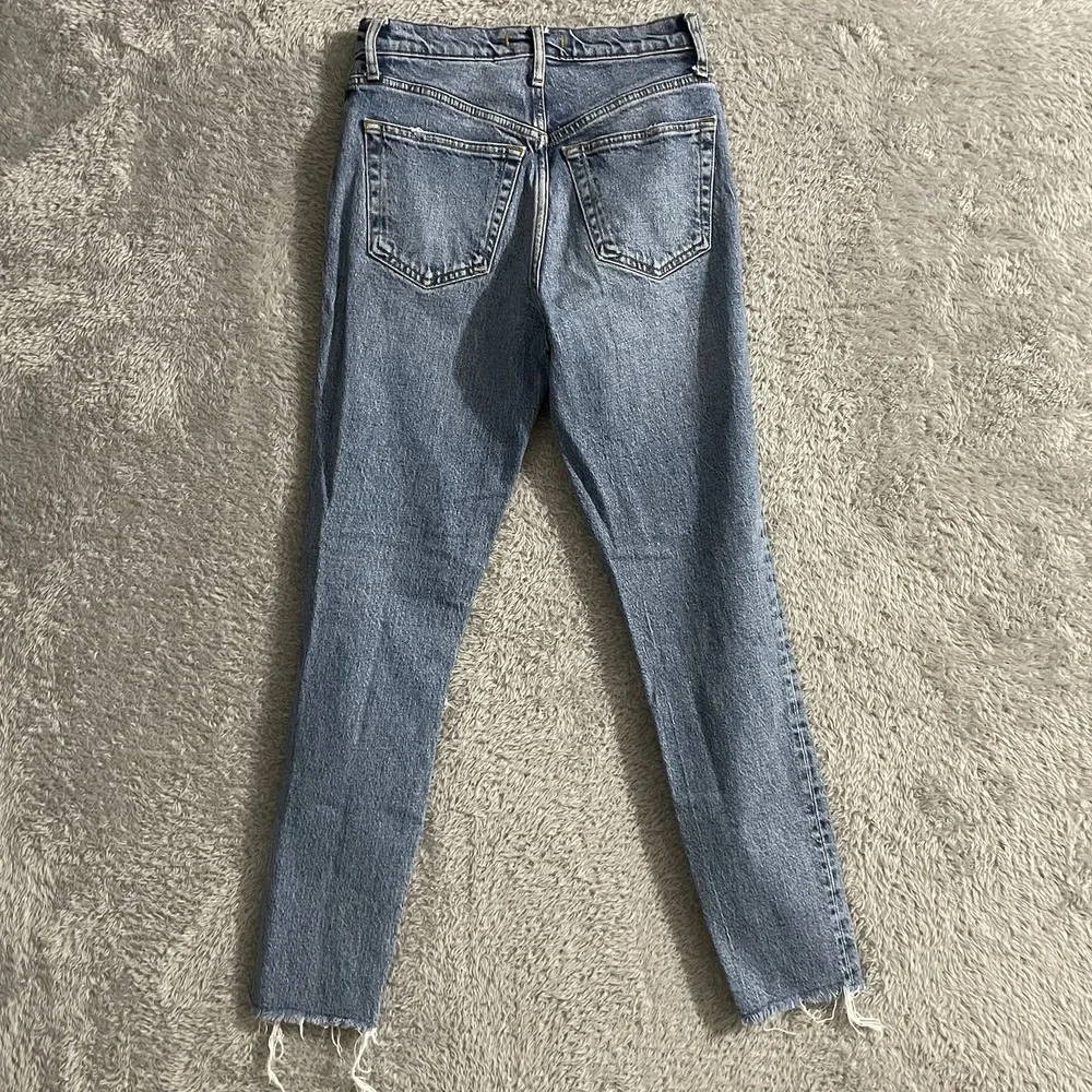 We The Free Jeans Womens 26‎ Skinny Blue Stretch Light Wash Button Fly Raw Hems